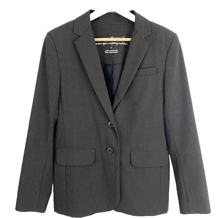 Norma Kamali Blazer Womens Size 8 Two Button Front Jacket Heather Gray Office
